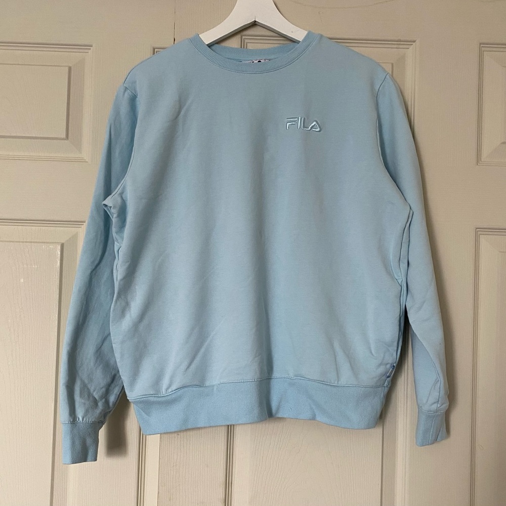 Fila Women’s Pastel Blue Crewneck Sweatshirt shirt size  M - Picture 6 of 7